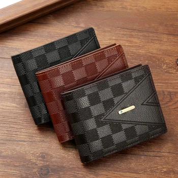 Мужской кошелек, короткий деловой кошелек большой емкости, Мягкая кожаная строчка, складной кошелек для монет, сумка для кредитных карт, мужская