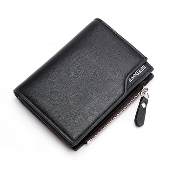 Мужской модный кошелек на молнии, маленький короткий держатель для кредитных карт, мужской винтажный мини-кошелек на кнопке с карманом для монет