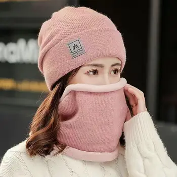 Мягкий теплый спорта на открытом воздухе вязаная нишу конструкция утепленного зимняя шапка шапка шарф набор бомбардировщик женщин шляпа