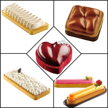 Набор форм для выпечки SHENHONG Инструменты для выпечки французских десертов Силиконовые формы для тортов Кольцо для торта из нержавеющей стали Лоток для мусса для выпечки своими руками