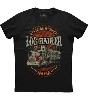 Новая хлопковая черная футболка с коротким рукавом от официального участника Log Hauler Mafia для мужчин.