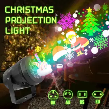 Новогоднее рождественское украшение, светодиодный лазерный проектор, Проекционная лампа в виде снежинки лося, Сценическое внутреннее наружное освещение