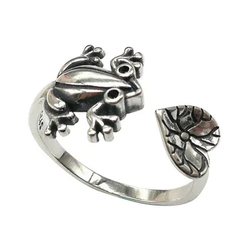 Новое регулируемое кольцо с изображением лягушки и жабы серебристого цвета для женщин и мужчин, художественный дизайн, открывающиеся кольца унисекс, подарки для вечеринок
