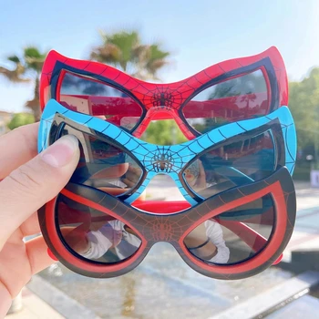 НОВЫЕ солнцезащитные очки Marvel Человек-паук, пластиковые игрушки, фигурка Аниме, мультфильм о пауке, Модные солнцезащитные очки, Милые подарки для детских игрушек