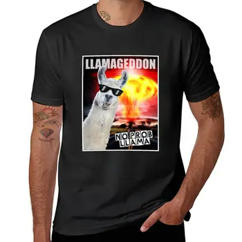 Новый Llamageddon - no probllama - Забавная футболка с ламой, спортивная рубашка, пустые футболки, мужские футболки с графическим рисунком