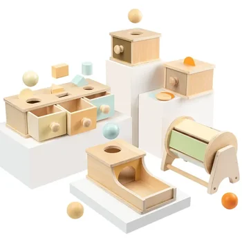Новый цветной вращающийся барабан Монтессори, коробка для спичек, Монетница, постоянная коробка, Круглая Прямоугольная коробка, детские сенсорные игрушки для детских подарков