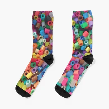 Носки с бусинами Perler, забавные подарки, напольные носки, теннисные дизайнерские мужские носки, женские носки