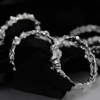 Оригинальный дизайн, кольцо с текстурой камня из 100% стерлингового серебра 925 пробы, женское кольцо с нерегулярной текстурой, открытое кольцо ins wind