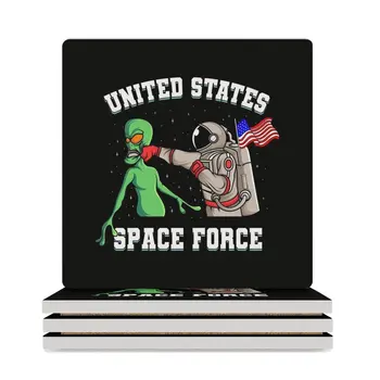 Подарок инопланетянина из космических сил США, керамические подставки (квадратные), набор плиток для напитков