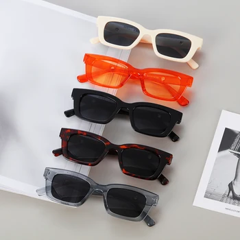 Прямоугольные солнцезащитные очки для женщин, ретро-очки для вождения, Винтажная мода 90-х, Очки в узкой квадратной оправе с защитой от UV400