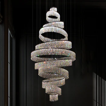 Роскошные двухуровневые хрустальные люстры люстры luxury atmosphere hotel villa loft лестничные декоративные светильники могут быть настроены по индивидуальному заказу