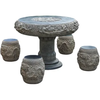 Садовый журнальный столик, креативный чайный столик на открытом воздухе, Китайская смола, имитирующая каменные столы и стулья