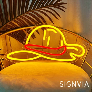 Соломенная шляпа, светодиодная неоновая вывеска, Аниме-шляпа Для декора стен, неоновые световые вывески, художественное оформление спальни, свадебной вечеринки, неоновая лампа 5V USB