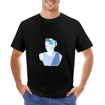 Статуя древнегреческой мифологии в синей футболке, обычная футболка, корейские модные мужские хлопчатобумажные футболки