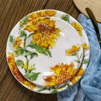 Тарелка американской западной кухни Креативная неправильная тарелка Тарелка для стейка Бытовая 8-дюймовая тарелка Тарелка для подсолнечника