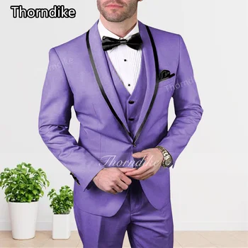 Торндайк 2023 Повседневные Светло-Фиолетовые Однобортные Мужские Костюмы Costume Homme Prom Terno Masculino Блейзер Жениха Свадебный 3 шт.