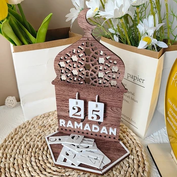 Украшение Рамадана 2024 Вращающийся Адвент-календарь Рамадана, Календарь обратного отсчета, деревянная доска, орнамент для поделок, фестивальный декор
