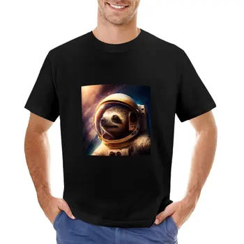 Футболка с космическим ленивцем, черная футболка, быстросохнущая футболка, новая версия, мужские хлопковые футболки