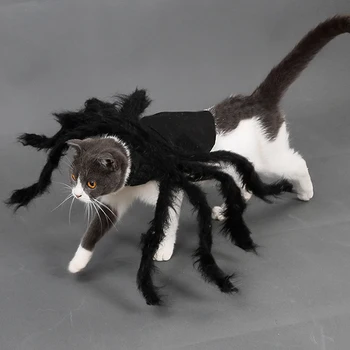 Черный костюм Тарантула для домашних животных на Хэллоуин Удобный и портативный костюм паука для собаки или кошки