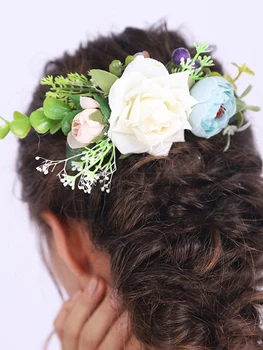 Шикарная Корона Свадебная Расческа для волос Экзотический Белый цветок Лесной Головной убор Свадебные Заколки для волос Шарм для женщин