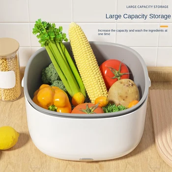 Электрическая корзина для мытья овощей, Кухонная многофункциональная двухслойная сушилка для фруктов и овощей, стиральная машина для фруктов, прочная
